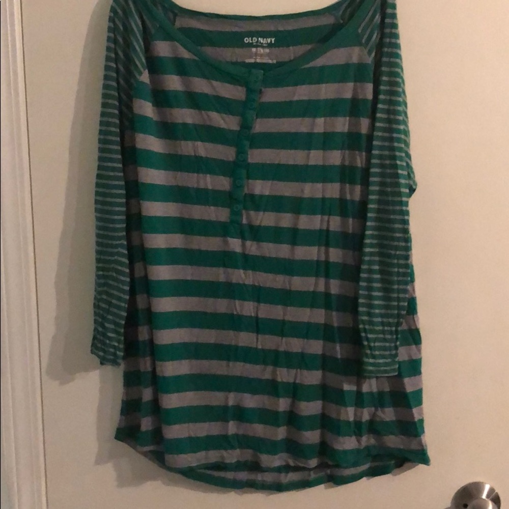 Striped half button henley